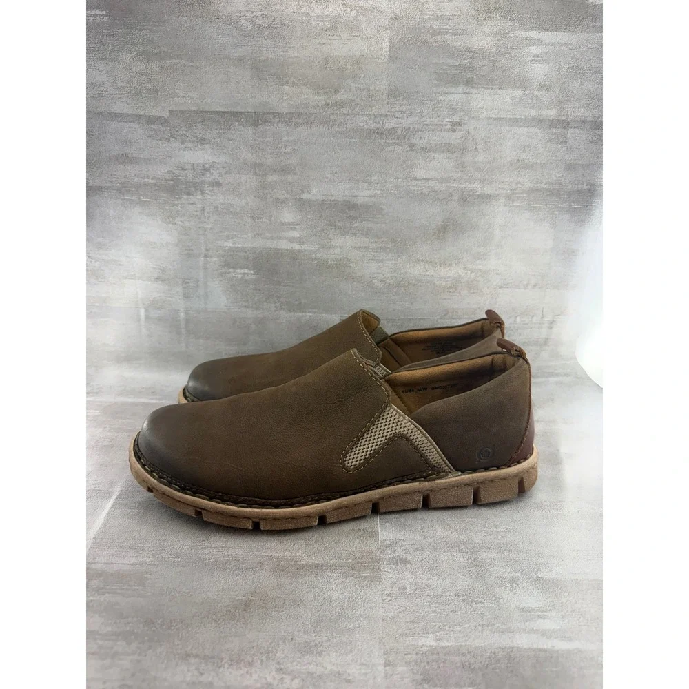 Born Men Brown Leather Slip On Loafers Comfort Shoes Size US 11 EU 44